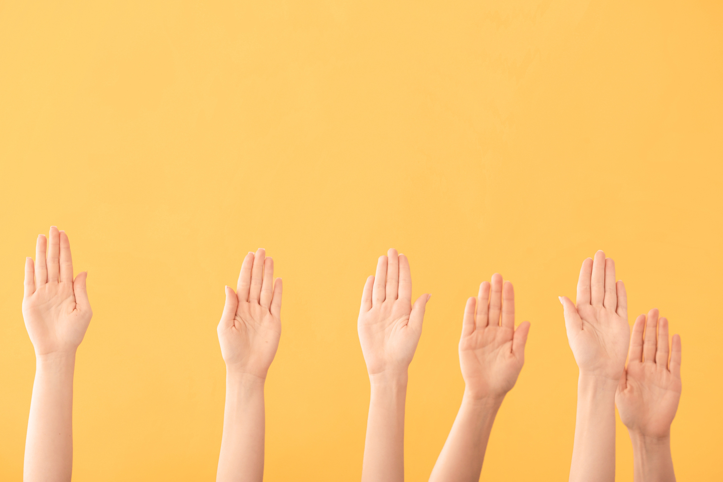 Hands of People on Color Background