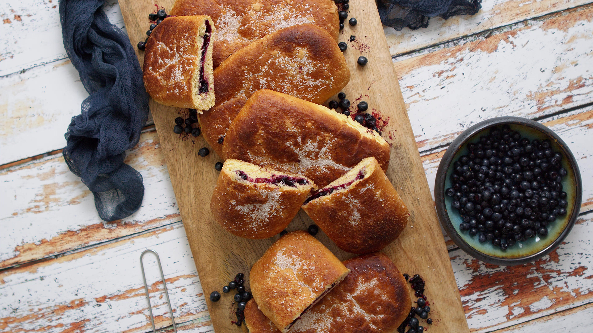 Bilberry Buns on a Serving Board